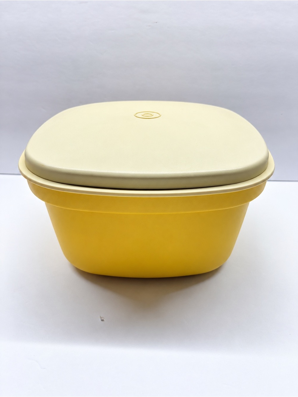 Vintage Tupperware Yellow Harvest Gold Steamer Colander Bowl Lid Retro Kitchen